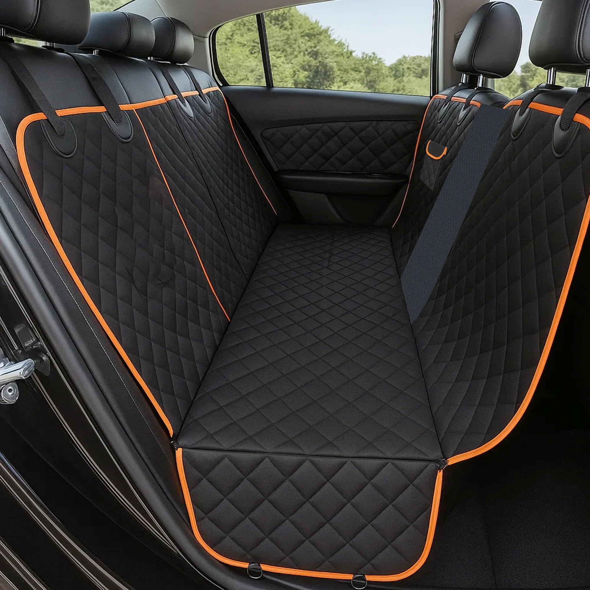 Deli Dog Car Seat Cover for Back Seat,Waterproof Seat Protector Scratchproof Pet Hammock with Mesh Window and Pocket,Washable Nonslip Pet Seat Covers Protector for Cars Trucks and SUVs