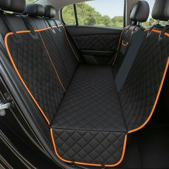 Deli Dog Car Seat Cover for Back Seat,Waterproof Seat Protector Scratchproof Pet Hammock with Mesh Window and Pocket,Washable Nonslip Pet Seat Covers Protector for Cars Trucks and SUVs