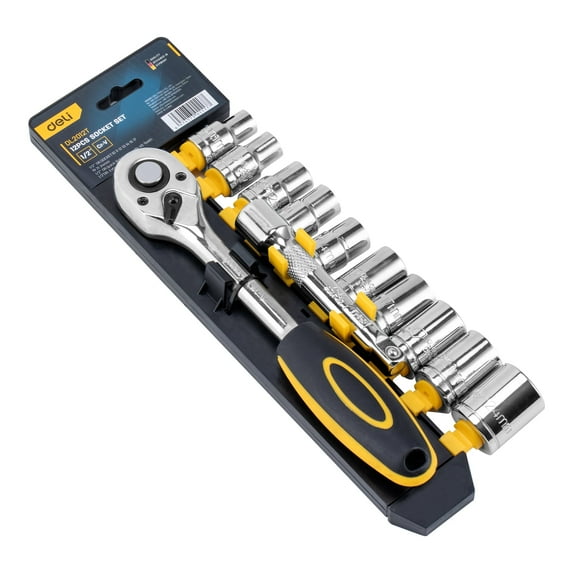 Deli EDL2012T, 1/2" Drive Socket Wrench & Set, 12 Pieces