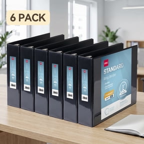 Deli 3 Inch View Binder 6 Pack, 3 Ring D-Binder Holds Up to 750 Sheets with Interior Pockets, Letter Size Document Organizer