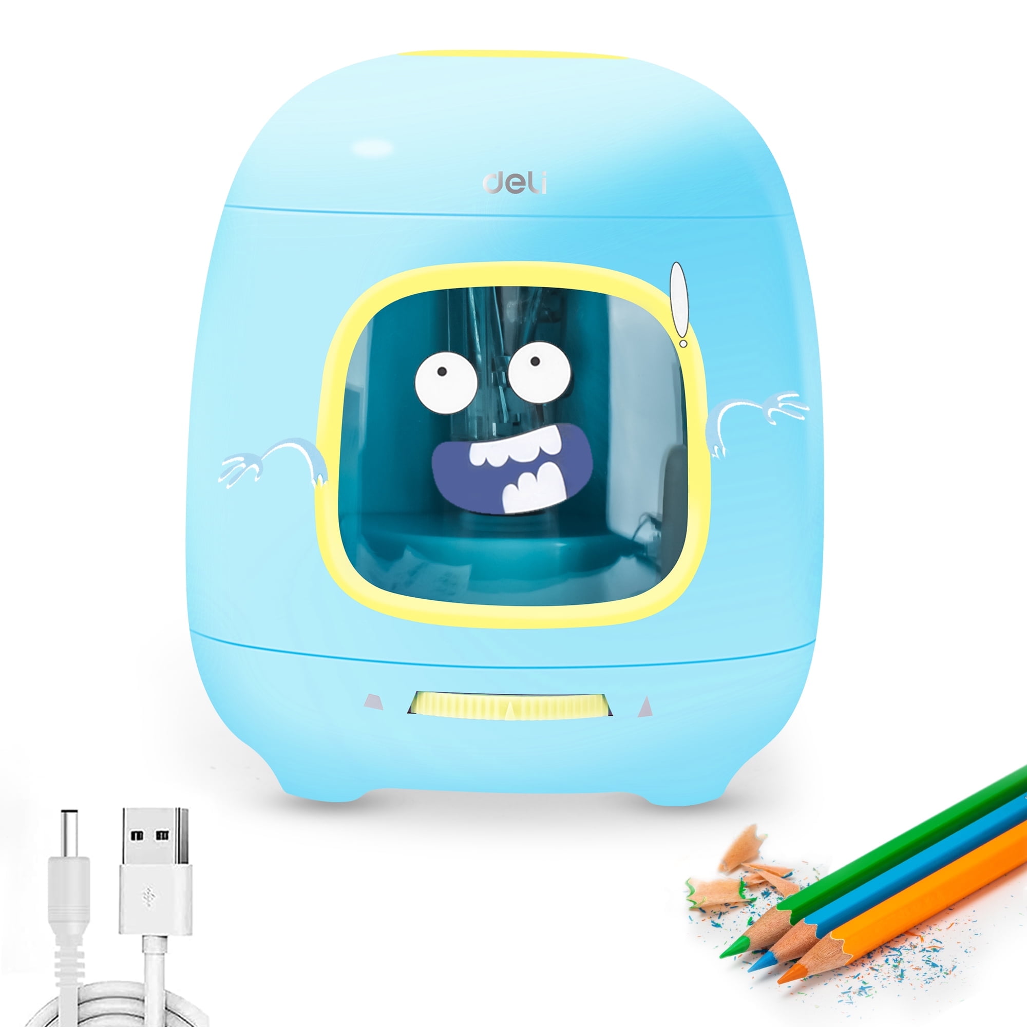 Deli Electric Pencil Sharpener,Suitable for No.2 Pencils Colored Pencils, USB & Battery Operated, Blue