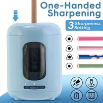 Deli Electric Pencil Sharpener, Automatic Pencil Sharpeners for No.2 Pencils Colored Pencils, Battery Operated Pencil Sharpener, Blue