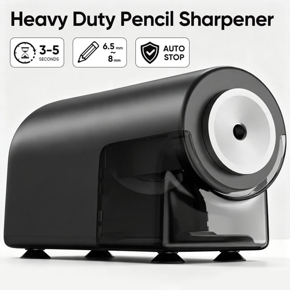 Deli Heavy Duty Electric Pencil Sharpener, Auto Stop Helical Blade Sharpener for 6.5-8mm Pencils, Fast Sharpening with Large Shavings Bin