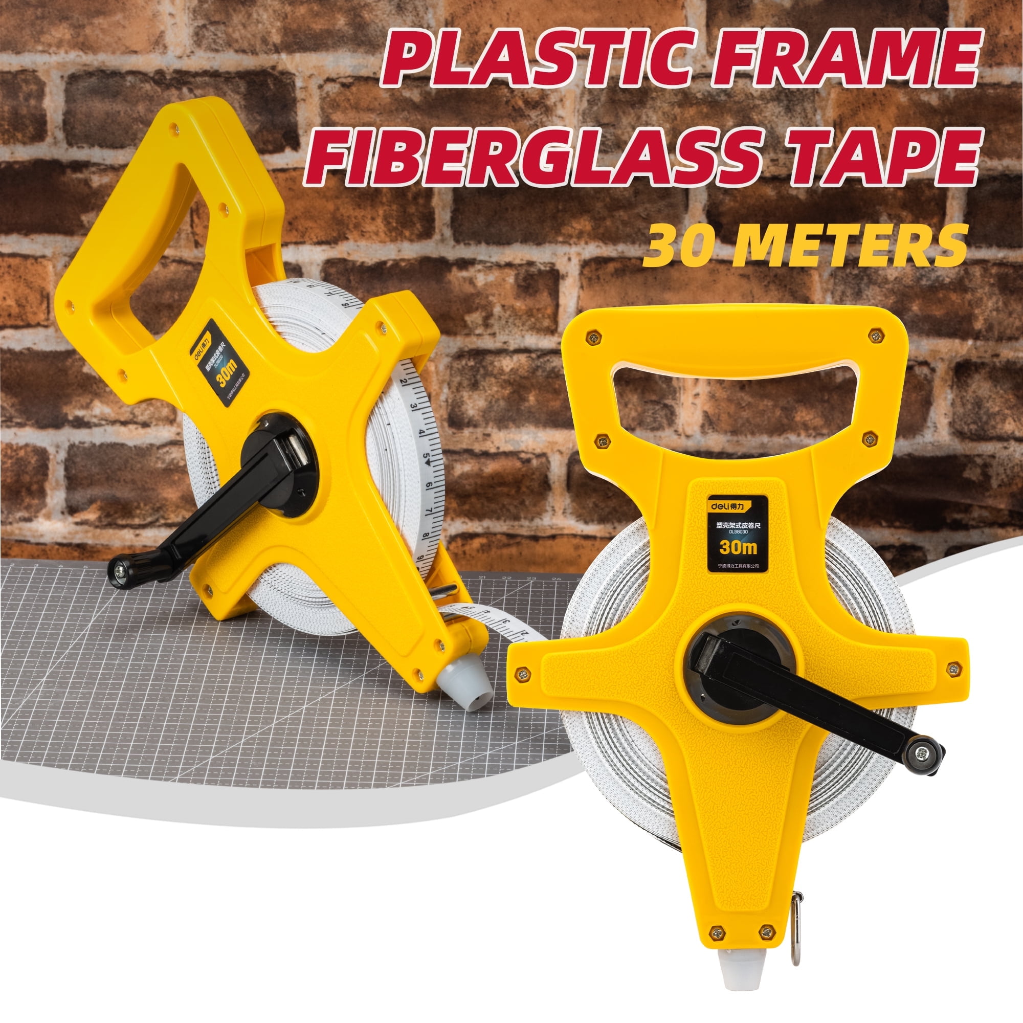 LAND 100FT/30M Fiberglass Tape Measure - Dual-Inch/Metric