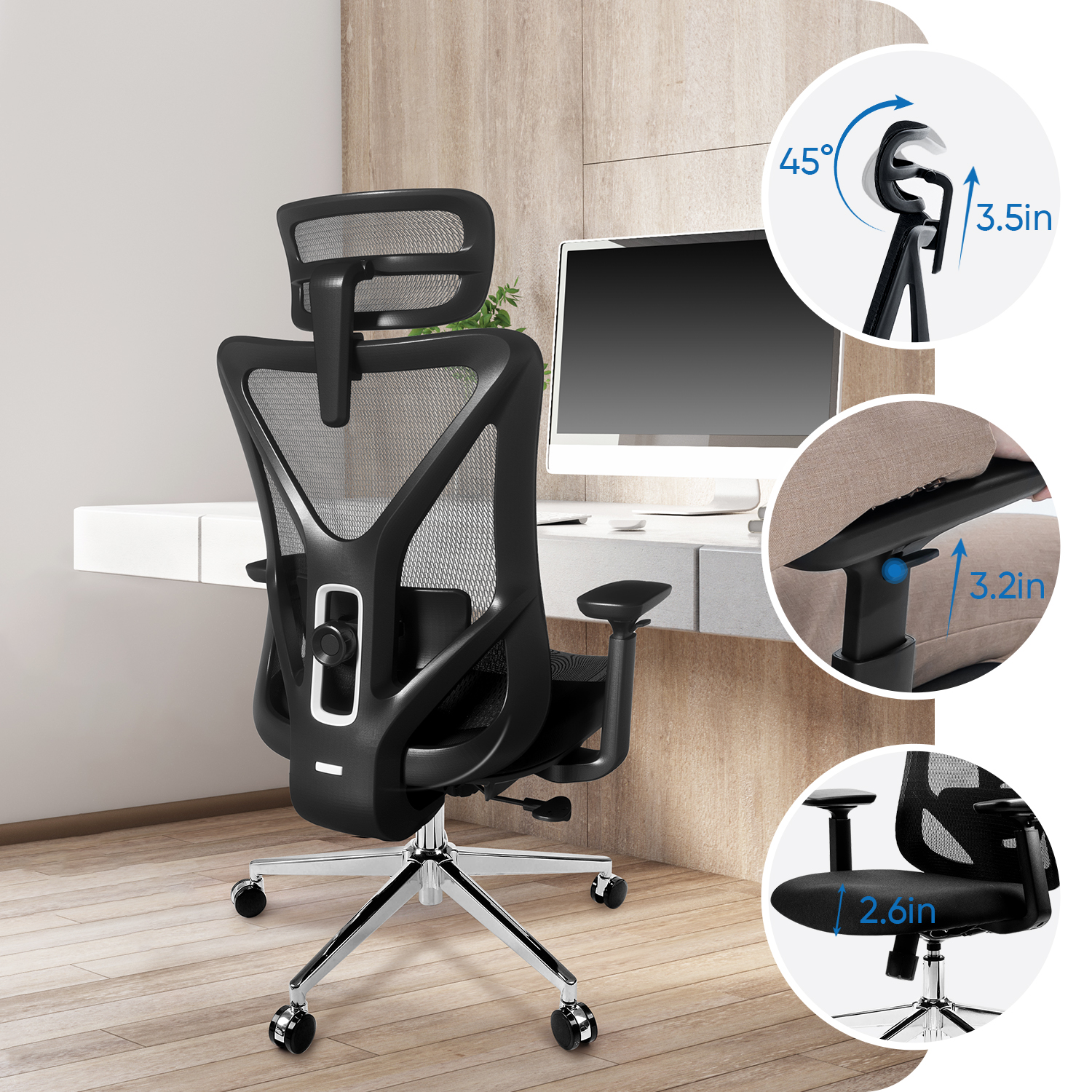 Blarity Office Chair, High Back Ergonomic Desk Chair with Adjustable