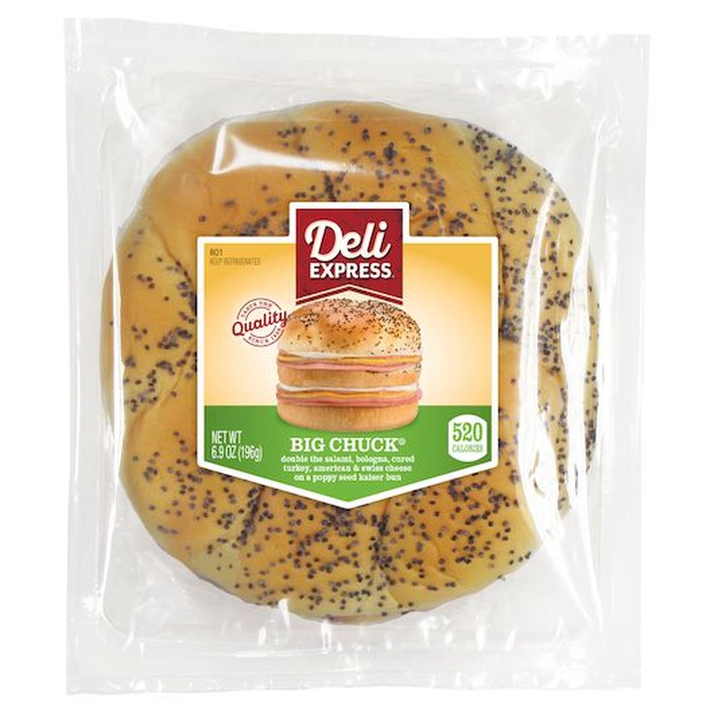 Deli Express Big Chuck Sandwich, 6.9 Ounce 10 per case.