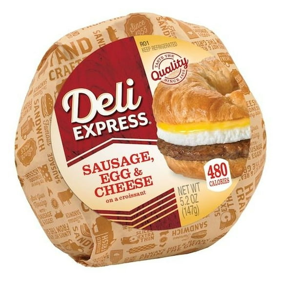 Deli Express Hot To Go Sausage Egg and Cheese Croissant, 5 Ounce -- 10 per case
