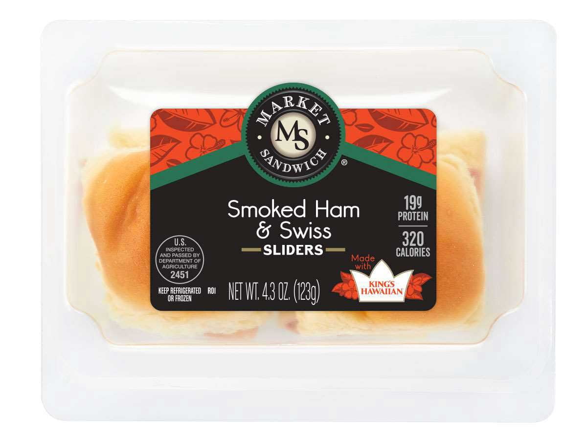 Deli Express Smoked Ham and Swiss Slider, 4.3 Ounce -- 8 per case.