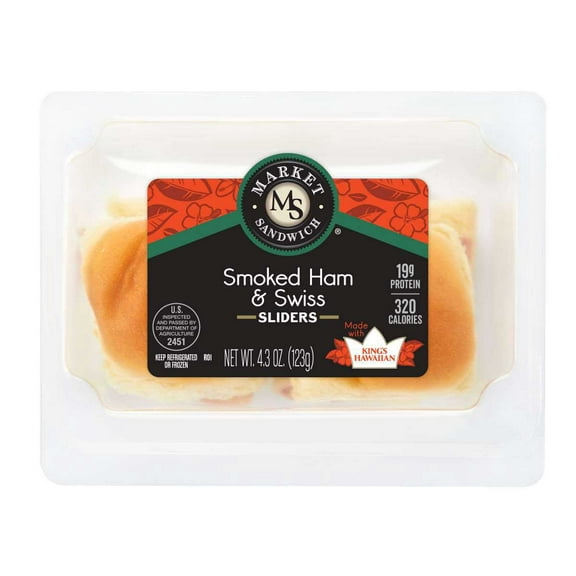 Deli Express Smoked Ham and Swiss Slider, 4.3 Ounce -- 8 per case.