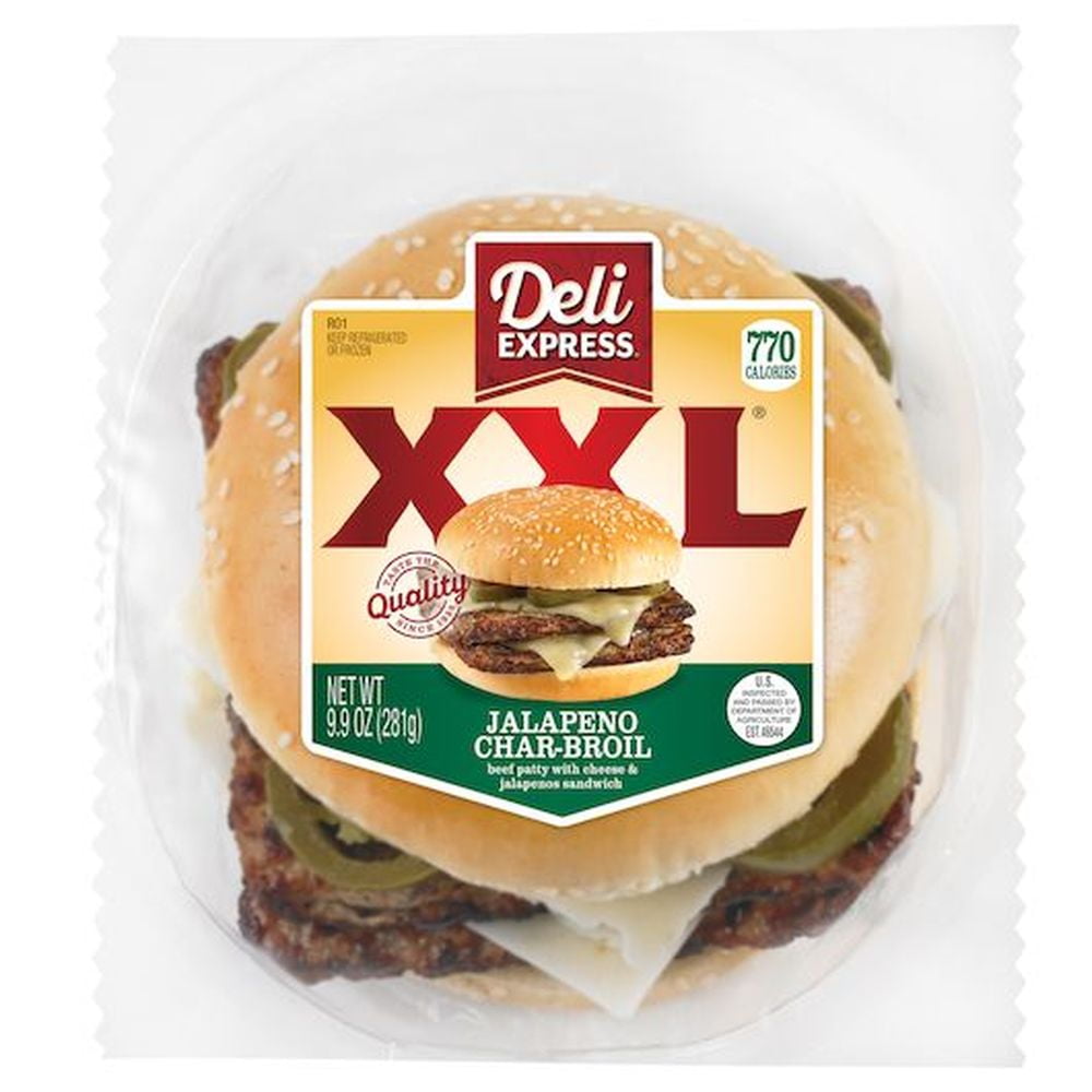 Deli Express XXL Hot Meat Filled Jalapeno Char-Broil Sandwich, 9.9