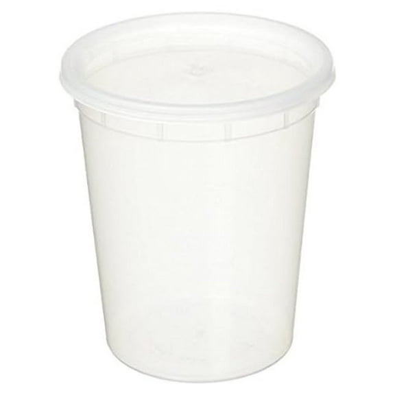 Deli Food Containers 32oz, 100 Pack - Clear Plastic Soup Containers with Lids, Restaurant Quality, Microwave Safe, Reusable, Freezer & Dishwasher Safe