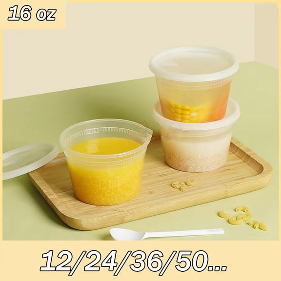 Deli Food Storage Containers with Lid (25/50/100, 16 OUNCE)