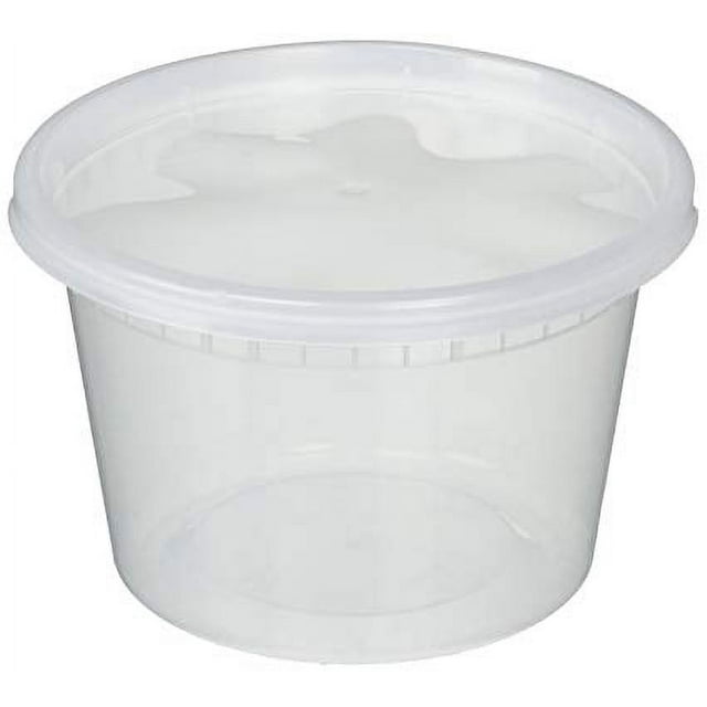 Plastic 16 Ounce Deli Food Storage Containers with Lids. Pack of 48 Sets of Containers and Lids
