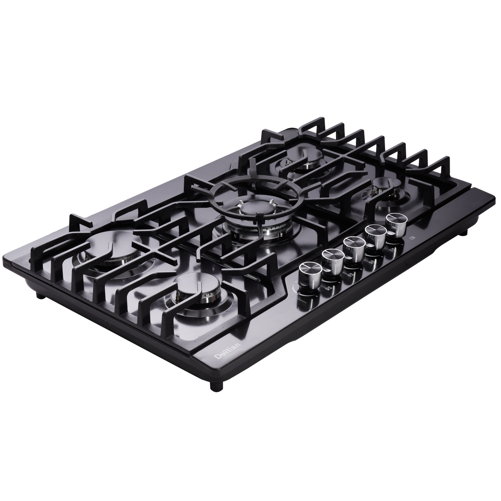 DeliKit 30 inch Gas Cooktop Stainless Steel 5 Burners Stove Top LPG/NG