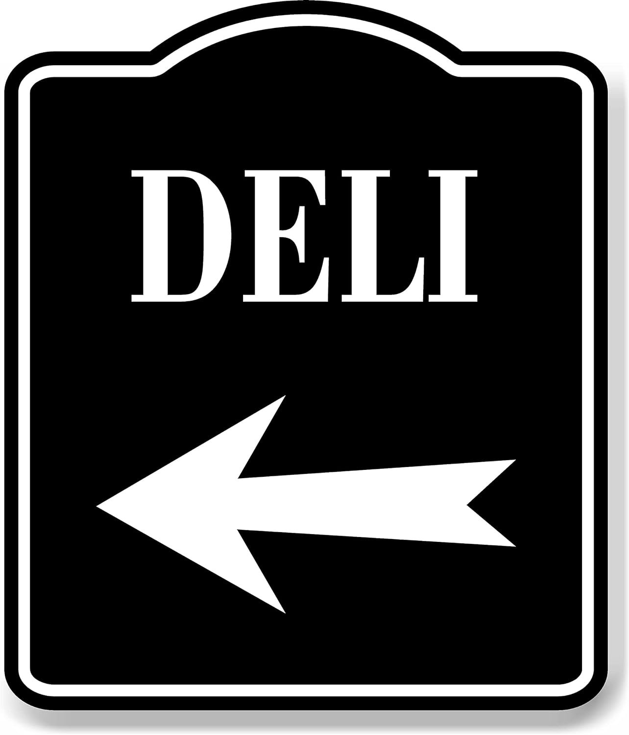 Deli Left Arrow BLACK Aluminum Composite Sign, 15