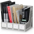 thumbnail image 1 of Deli Magazine File Book Holder Desktop Organizer , 4 Compartments, Plastic, Gray, 1 of 9