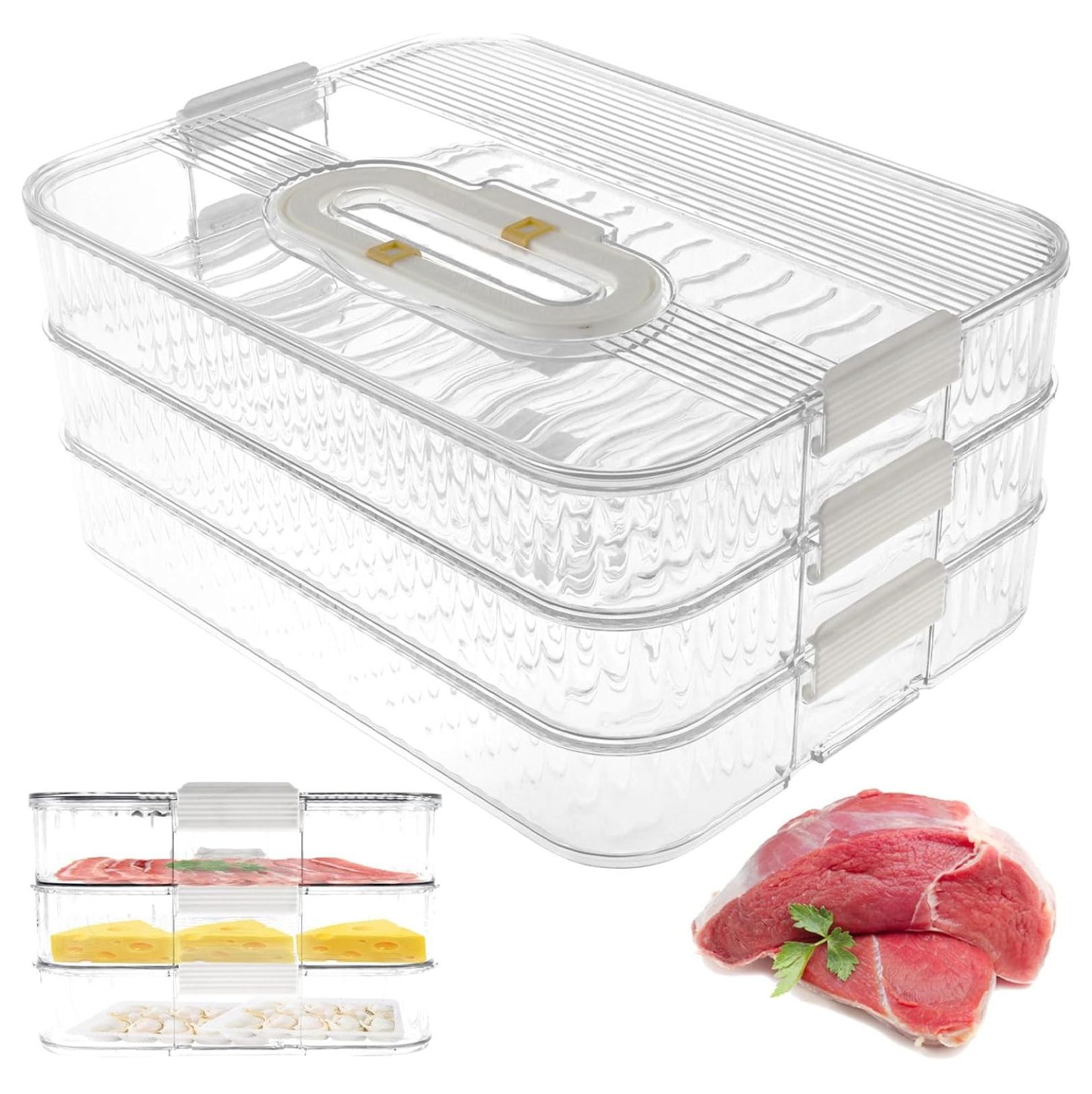 Deli Meat Container for Fridge, 3 Layer / 4 Layer Lunch Meat Container