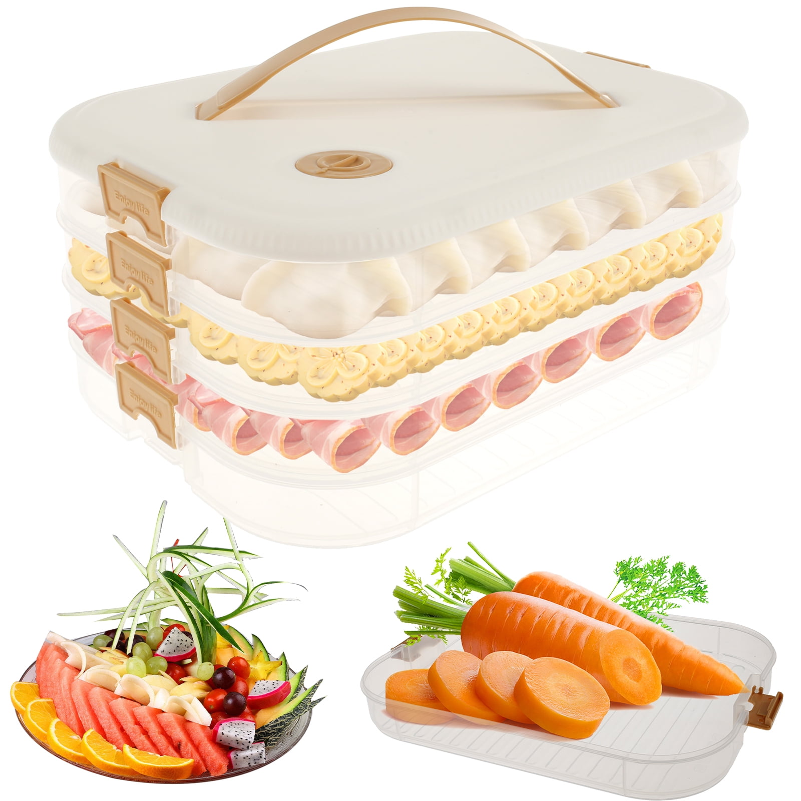Deli Meat Container for Fridge 4 Layer Bacon Storage Container with Lid