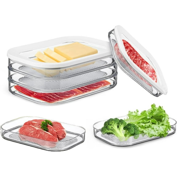Deli Meat Container for Fridge,Lunch Meat,Bacon,Cheese Meal Prep Containers, Stackable Food Storage Boxes with Lid for Cold Cuts,BPA Free, 18.6oz (3 layer)
