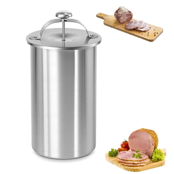 Deli Meat Press Stainless Steel, Ham Press Mold for Deli Meats with Thermometer and Spring Mechanism, Sturdy & Durable Lunch Meat Press for Healthy Homemade Sandwiches (1PC)