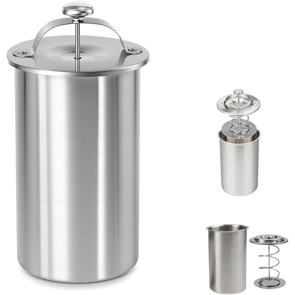 Deli Meat Press Stainless Steel, Ham Press Mold for Deli Meats with Thermometer and Spring Mechanism, Sturdy & Durable Lunch Meat Press for Healthy Homemade Sandwiches (1PC)