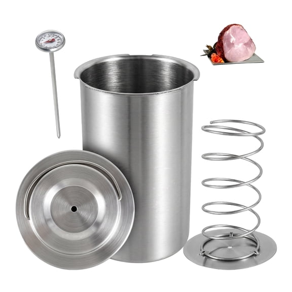 Deli Meat Press – Stainless Steel Meat Pressing Tool, 18cm×10cm, 304 Food-Grade Steel, for Pork, Beef, Ham & Seafood, Includes Thermometer