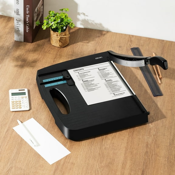 Deli  Multi-Purpose Guillotine Trimmer, 12" Cut Length Heavy Duty Paper Cutter Photo Guillotine Craft Machine, 12 Sheets Capacity for Standard Cutting of Paper, Photos or Labels