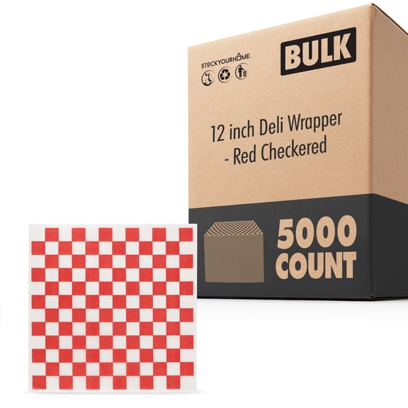 Deli Paper Sheets 5000 Count 12 Inch Red Checkered Sandwich Wrapping Paper Grease Resistant for Concession Carnival Party Fast Food and Packaging