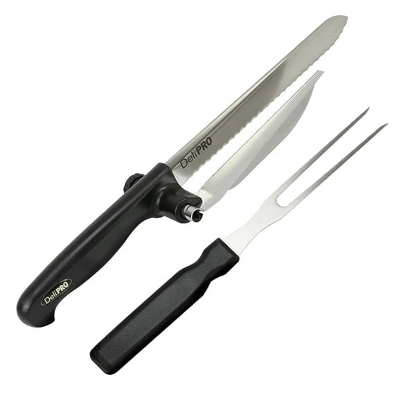 Deli Pro - Knife and Fork with Slicing Guide- Perfect Slices for Meats Cheeses Breads - 2 Piece Set