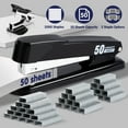 thumbnail image 1 of Deli Stapler Heavy Duty, 50 Sheet Capacity, Full Strip Staplers for Desk with 2000 Staples and Staple Remover, No Jam, Non-Slip Office Stapler with Staples for Office, Black, 1 of 7