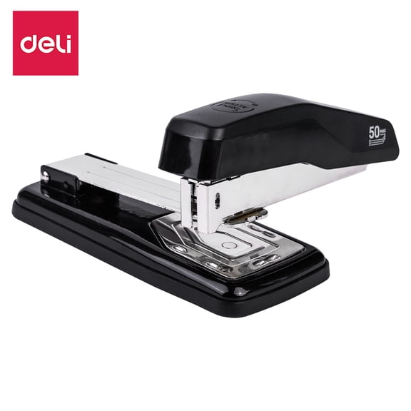 Deli Swing-Arm Swivel Stapler, 360 Degree Rotate Desktop Staplers,50 Sheet Capacity, Black