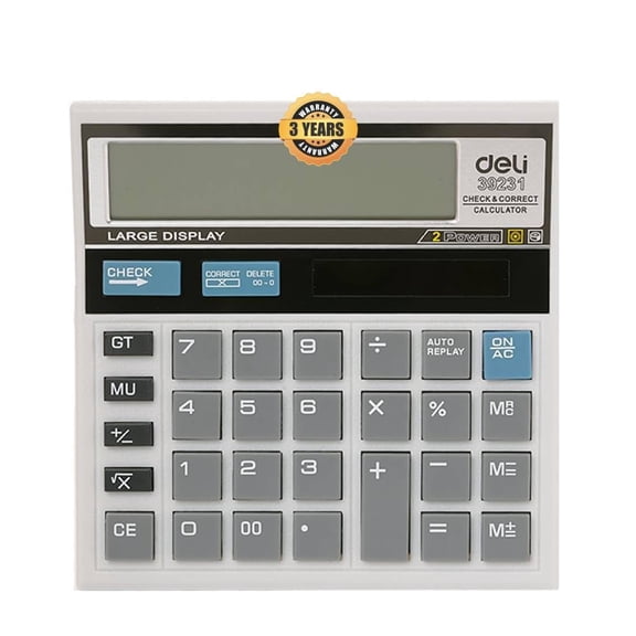 Deli W39231n 12d Gt Calculator For Office | 3 Years Warranty | With Step Check & Correct Function - White