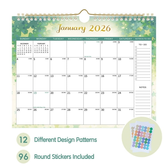 Deli 2026 Wall Calendar, 11" x 8.5", Thick Paper with Julian Dates and Block for New Year and Christmas Presents, Monthly planner for Office Home Planning & Organizing,Color Design
