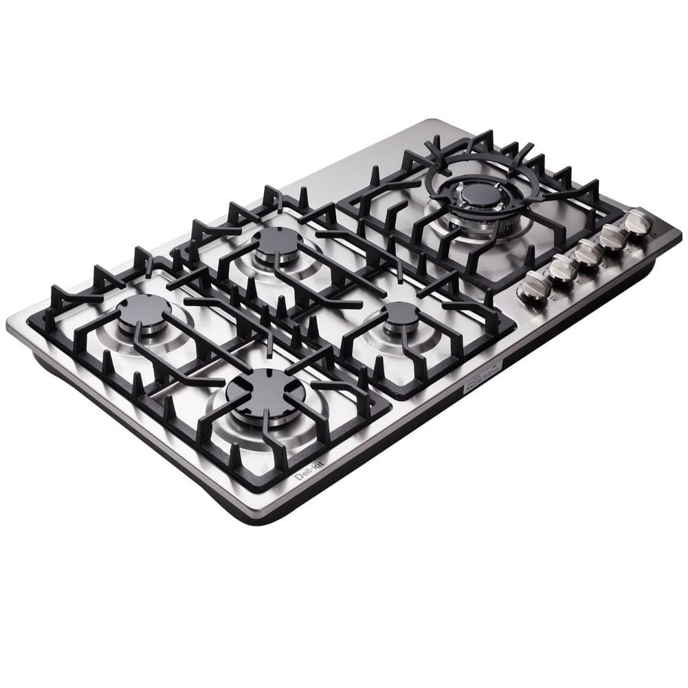 Delikit 34 Inch Gas Cooktop Dual Fuel Sealed 5 Burners Stainless Steel