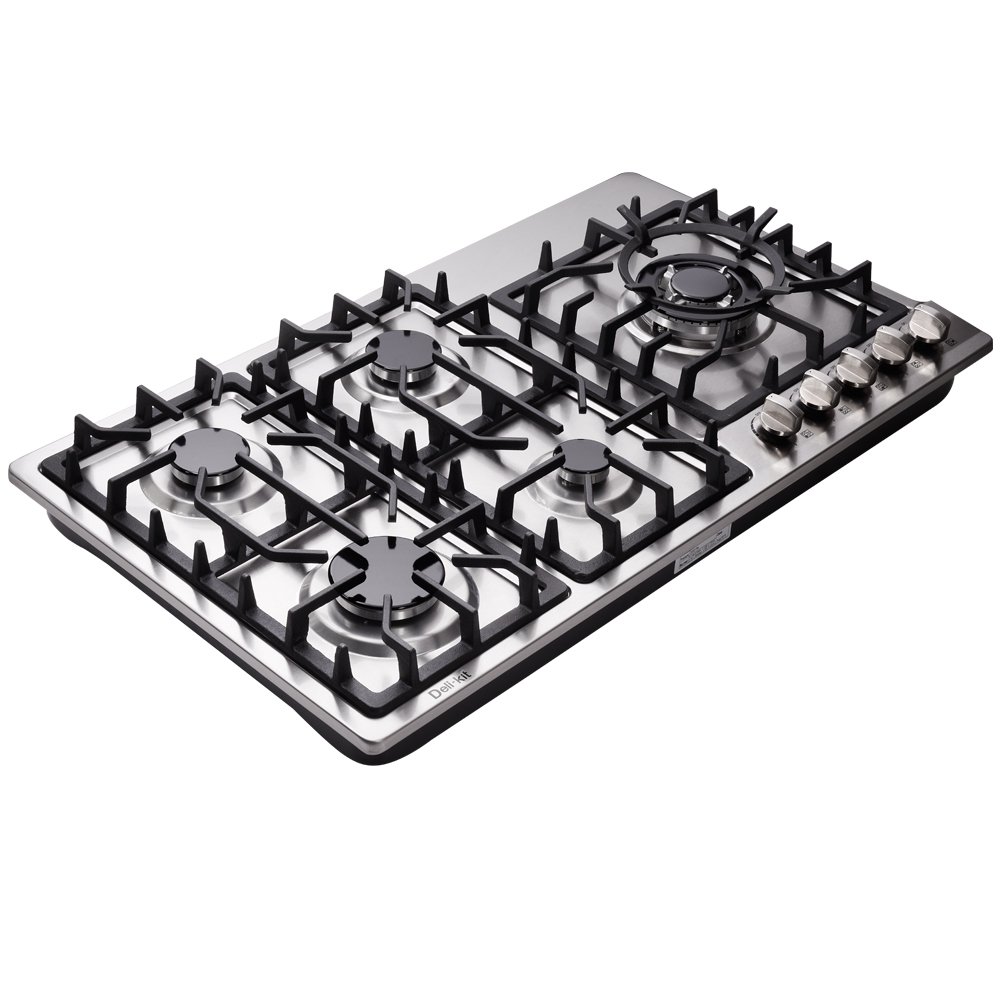 Deli-kit 34 Inch Gas Cooktop Dual Fuel Sealed 5 Burners Stainless Steel  Drop-In Gas Stovetop Gas Hob - Walmart.com