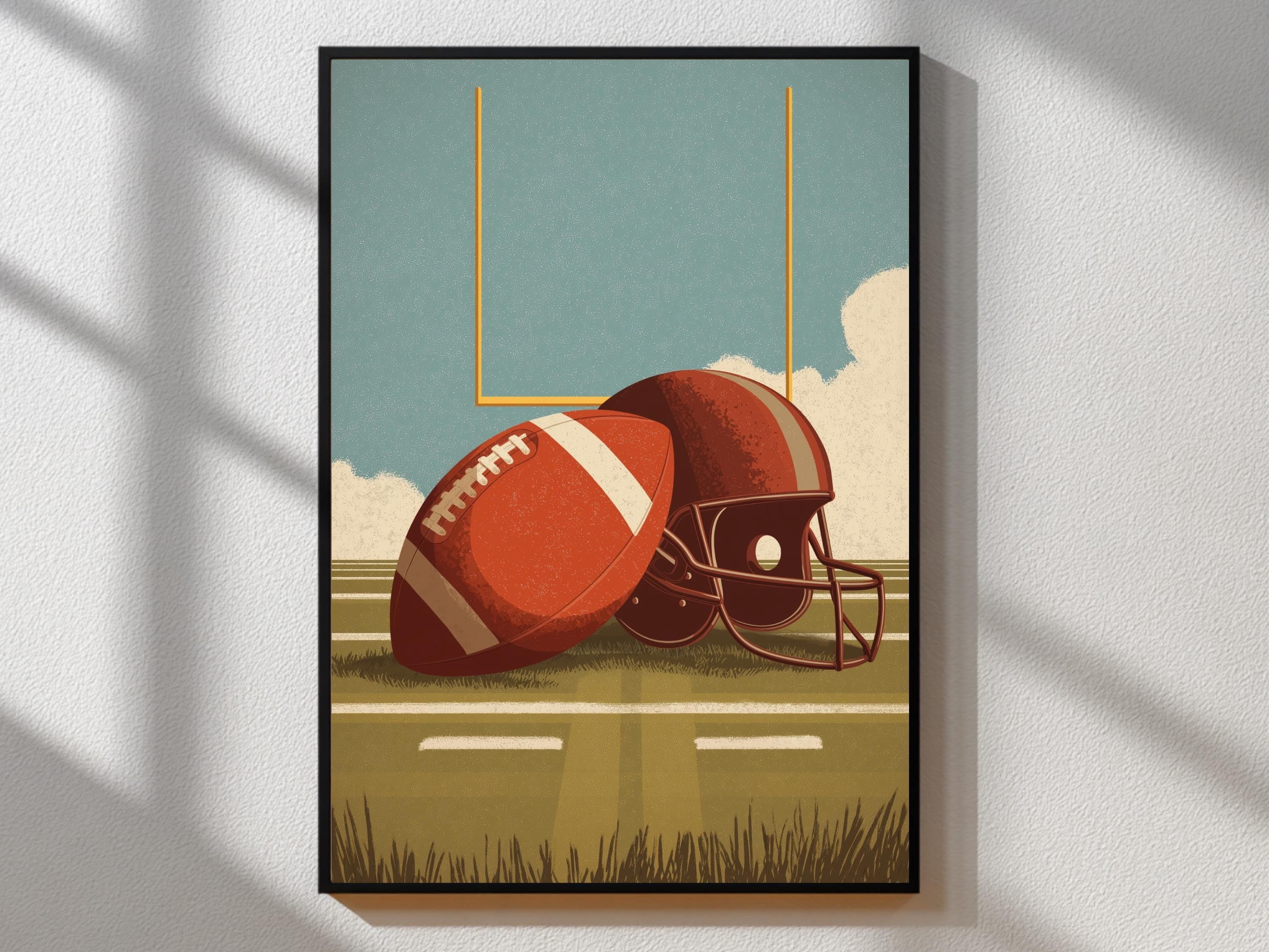 DeliFri American Football Poster | Retro Sports Wall Art | Mid-Century ...