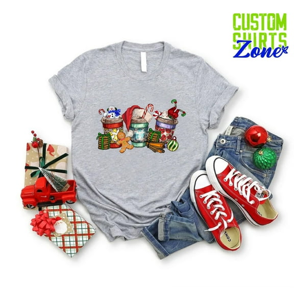 DeliFri Christmas Elf Coffee Shirt, Christmas Hot Cocoa, Cozy Winter Shirt, Christmas Holiday Shirt, Peppermint Coffee Shirt, Coffee Lover Shirt