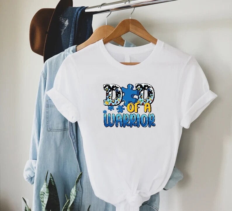 DeliFri Dad Of A Warrior Shirt, Autism Awareness Shirt, Autism Dad Shirt, Autism Puzzle Piece Shirt, Dad Of An Autism Shirt, For Father,Dad Tee