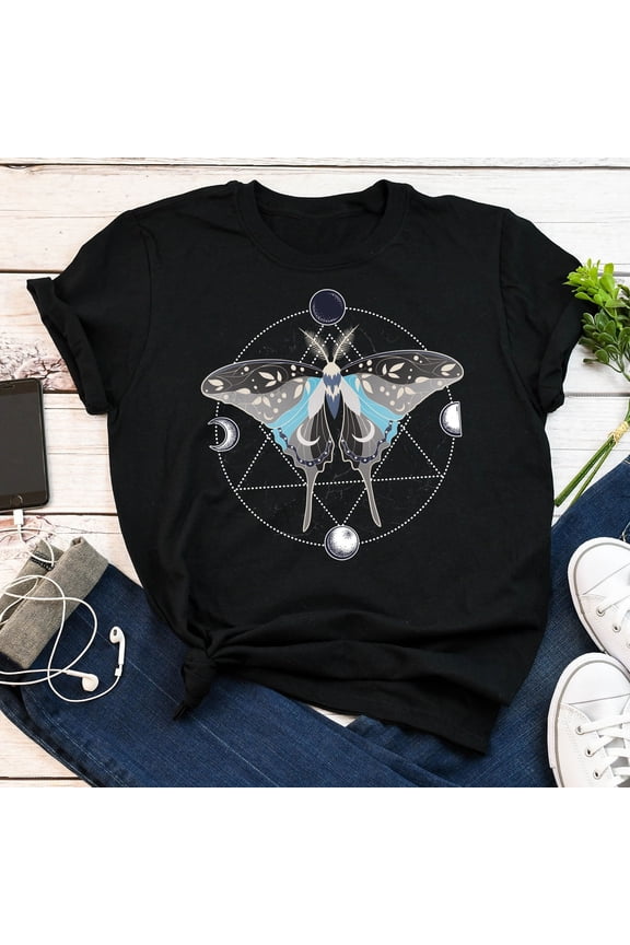 Demiboy Shirt, Demiboy Pride Flag Gift, Transgender, Trans, Nonbinary Luna Moth Moon Phase Cottagecore