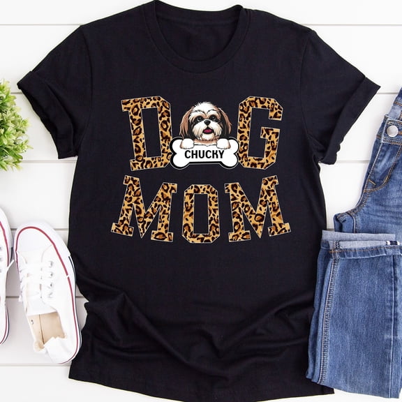 DeliFri Dog Mom Shirt, Personalized Dog Mom Shirt Customized Dog Mom Pet Name Shirt Gift for Dog Mom Love Dogs