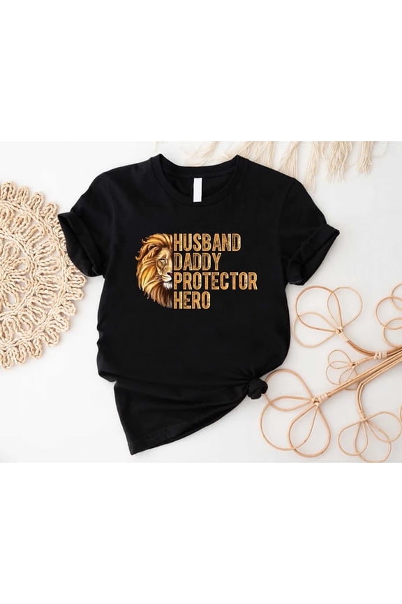Husband Daddy Protector Hero Shirt,Fathers Day Lion Shirt,New Daddy Shirt,Dad Gift From Wife,Husband Father Day Gift, Cool Best Dad Tee