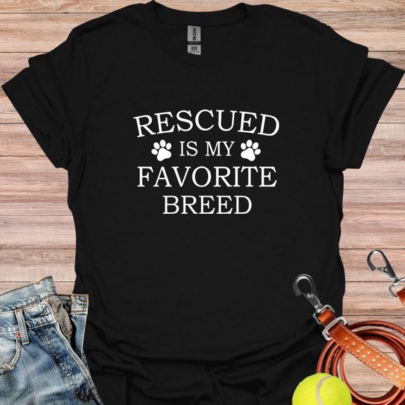 DeliFri Rescued is my Favorite Breed Shirt, Dog Shirt, Rescue Shirt, Adopt Don't Shop Shirt, Dog Lover Shirt, Rescue Mom Shirt, Animal Lover Shirt