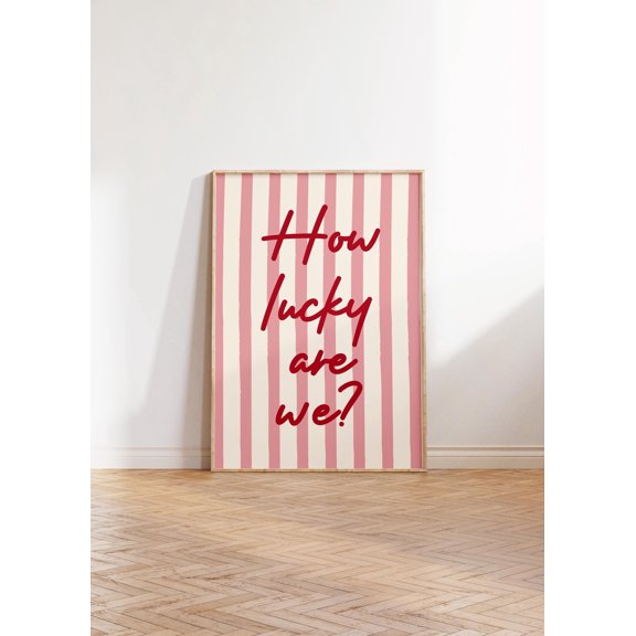 DeliFri Trendy Pink Stripe Print, How Are We, Apartment Poster, Dorm Decor