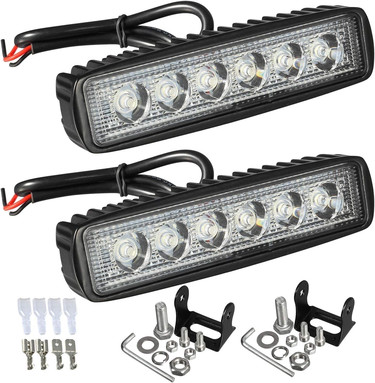 Delibang 6" LED Light Bar White 36W 6500K Super Bright Spot Work Light Pods Single Row off Road Driving Light Fog Light Boat Light Waterproof SUV ATV 4WD Car Truck Golf Cart 12V 24V IP67 (2pcs)