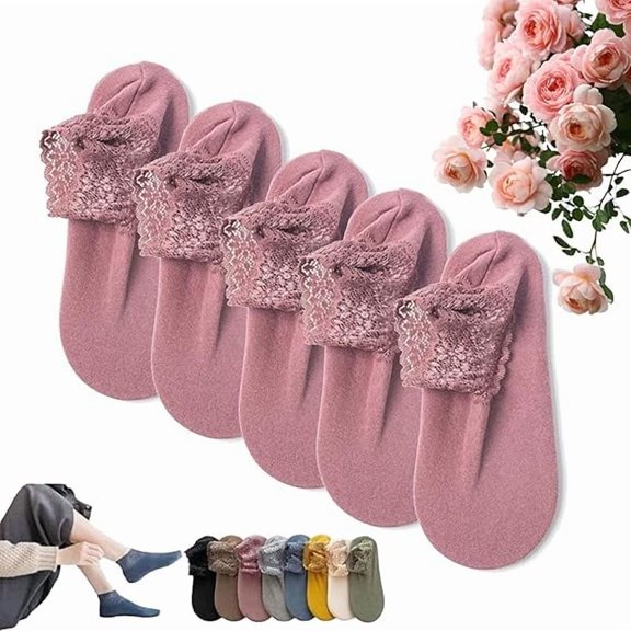 Deliberath Fashion Lace Warmer Socks, Autumn and Winter Lace Warmer Socks, Cotton, Non-slip, Machine Wash