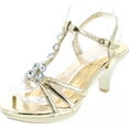 thumbnail image 1 of Delicacy Angel-62 Womens Strappy Rhinestone Dress Sandal Low Heel Shoes, 1 of 7