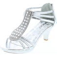 thumbnail image 1 of Delicacy Angie-27 Women's patent open toe rhinestone beads d'orsay zip closure kitten heel dance shoes, 1 of 7