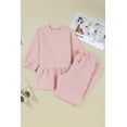 thumbnail image 1 of Delicacy Braided Texture Ruffle Hem Top Drawstring Loose Pants Set, 1 of 13