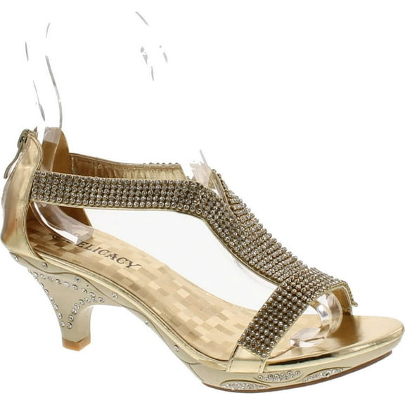 Delicacy Women Lety73 Rhinestone T-Strap Evening Dancing Dress Low Heel Sandals