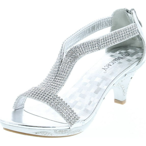 Delicacy Women Lety73 Rhinestone T-Strap Evening Dancing Dress Low Heel Sandals